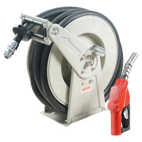 VEVOR Fuel Hose Reel, 1" x 33', Extra Long Retractable Diesel Hose Reel, Heavy-Duty Carbon Steel Construction with Automatic Fuel Nozzle